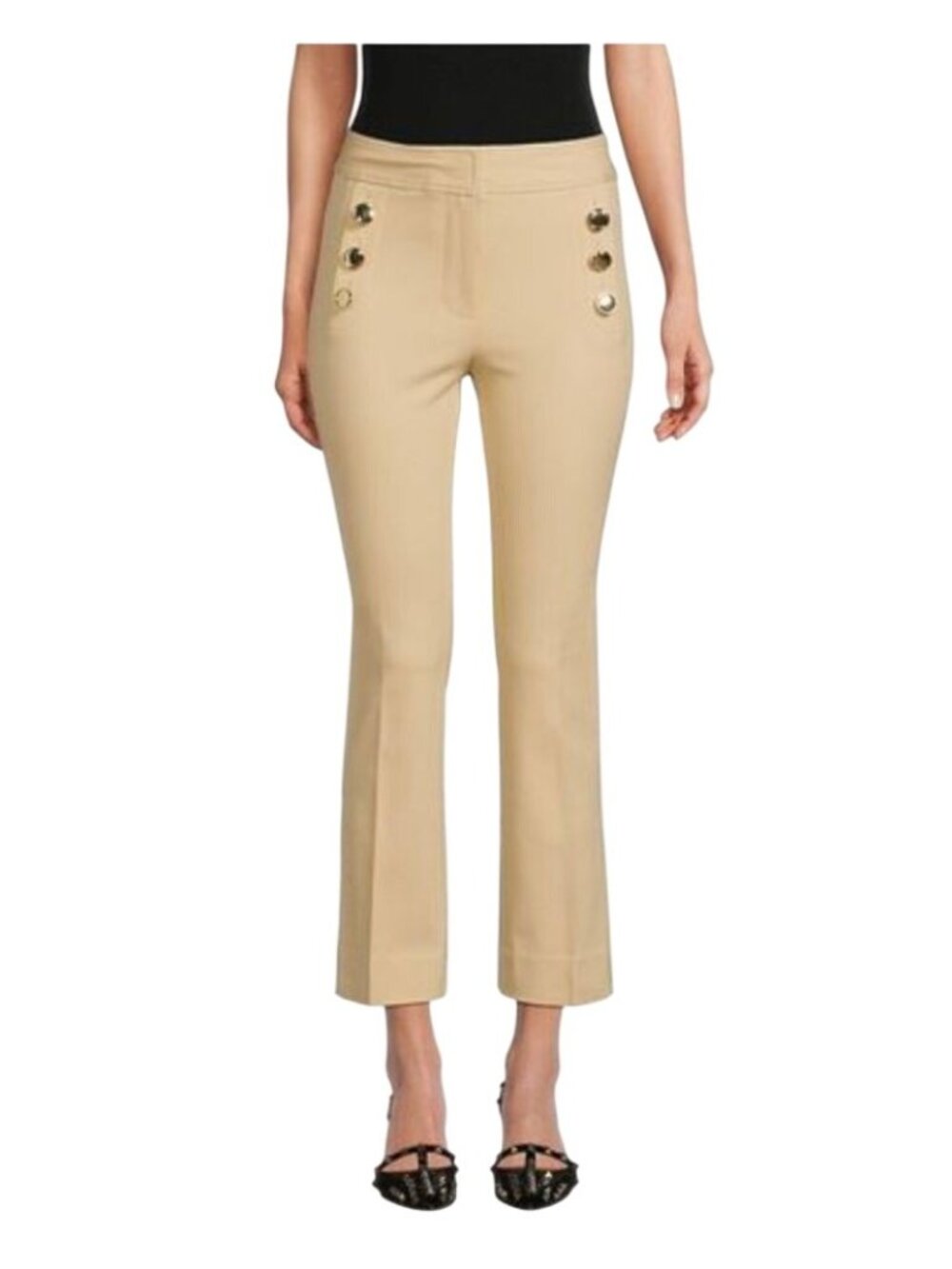 Derek Lam 10 Crosby Robyn Crop Flare Trouser In Khaki- size 2